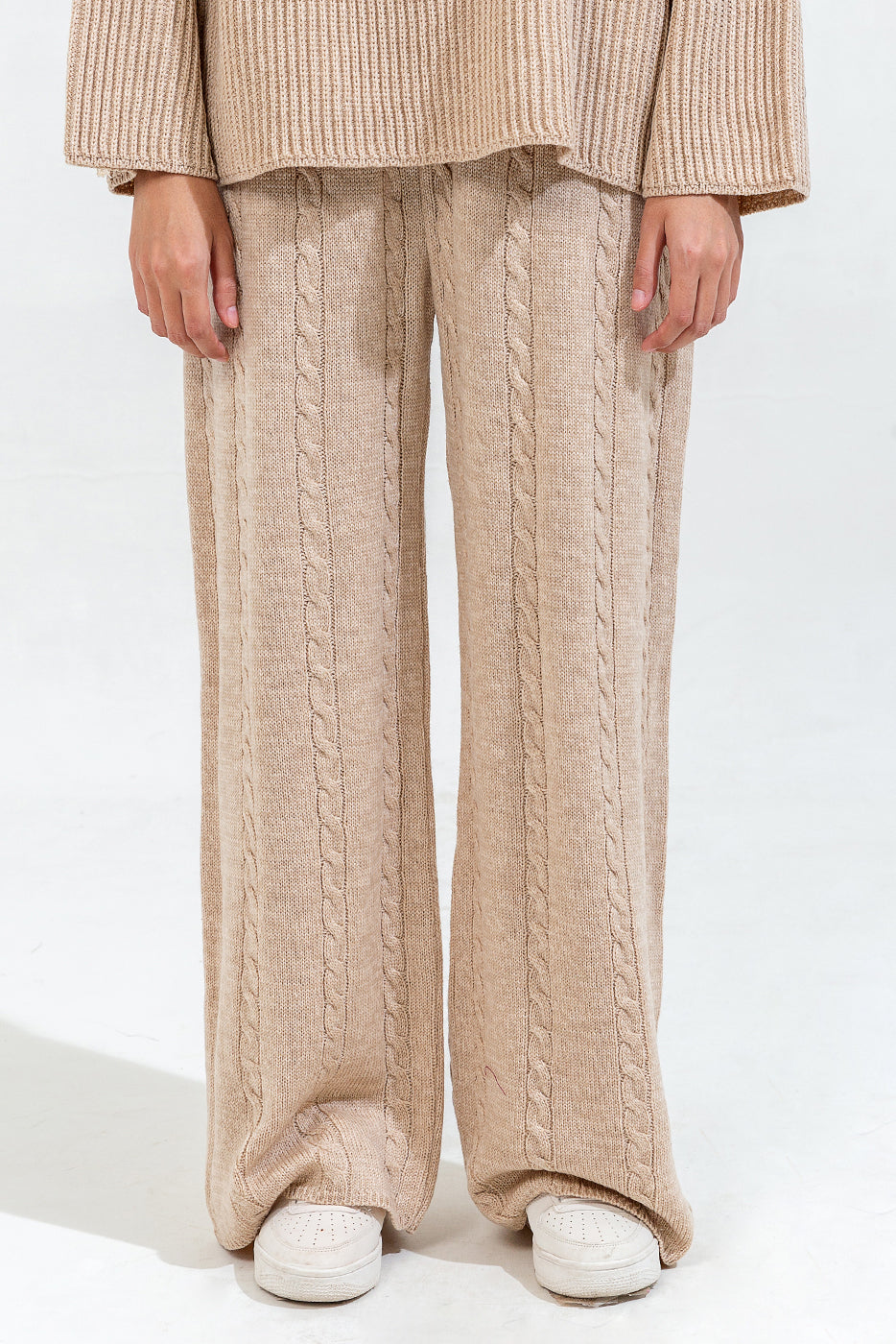 CABLE KNIT WIDE LEG TROUSER