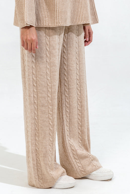 CABLE KNIT WIDE LEG TROUSER