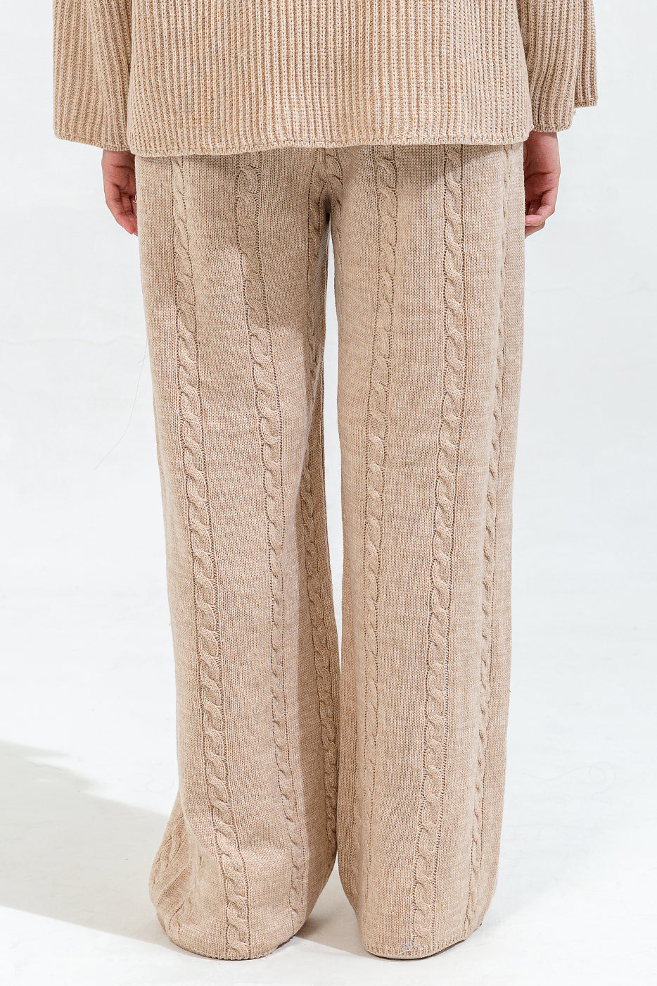 CABLE KNIT WIDE LEG TROUSER