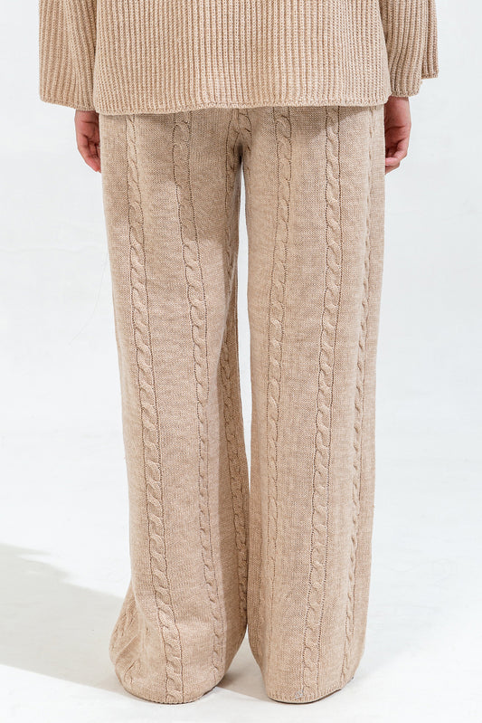 CABLE KNIT WIDE LEG TROUSER