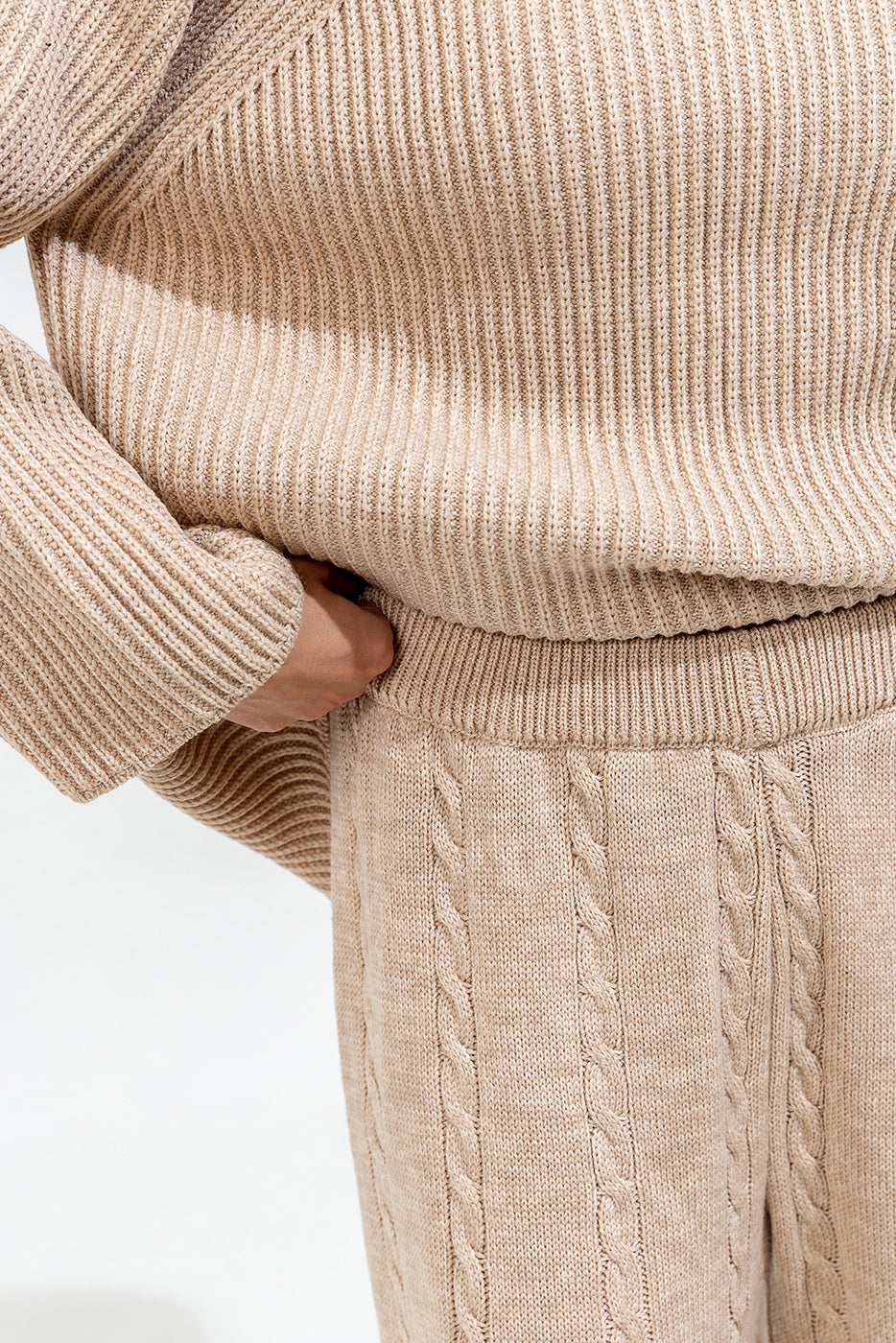 CABLE KNIT WIDE LEG TROUSER