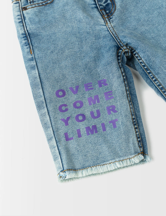 OVER COME YOUR LIMIT DENIM SHORTS