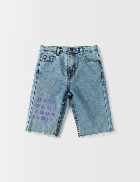 OVER COME YOUR LIMIT DENIM SHORTS