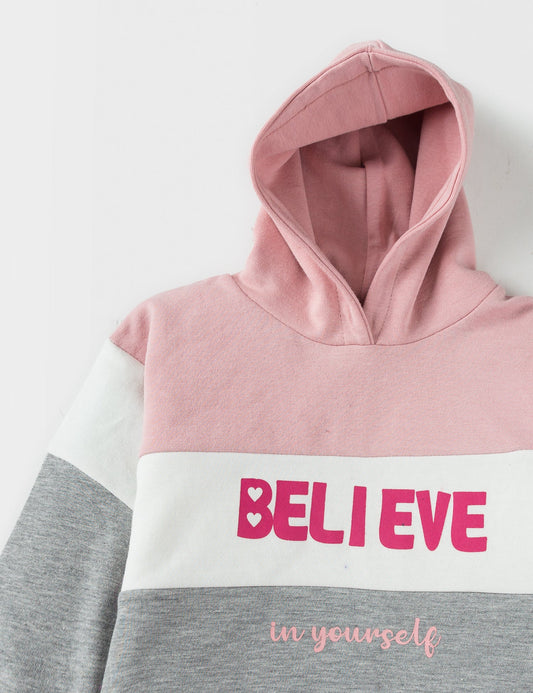 Color Blocked Cropped Hoodie