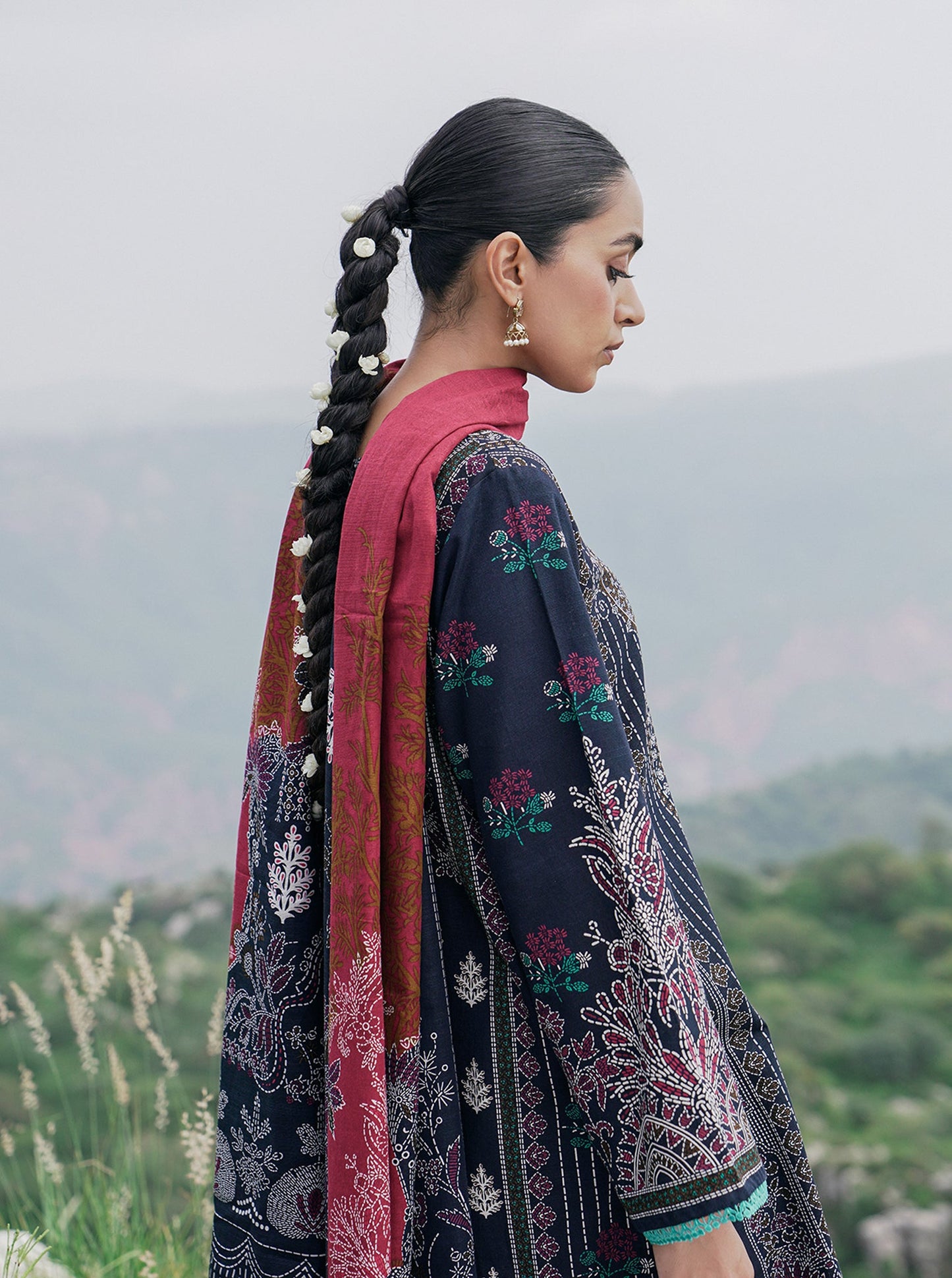 3 PIECE - PRINTED KHADDAR SUIT - DUSKY FLORID MORBAGH WN_22   