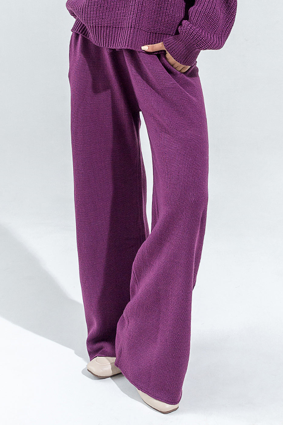 KNITTED WIDE LEG TROUSER
