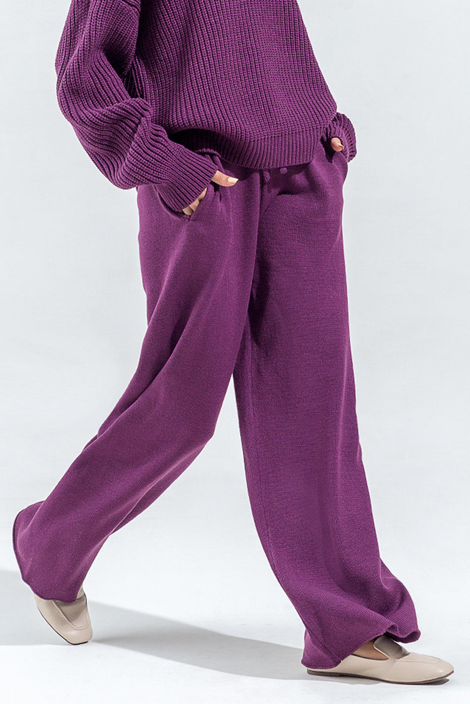 Knitted Wide Leg Trouser - BEECHTREE