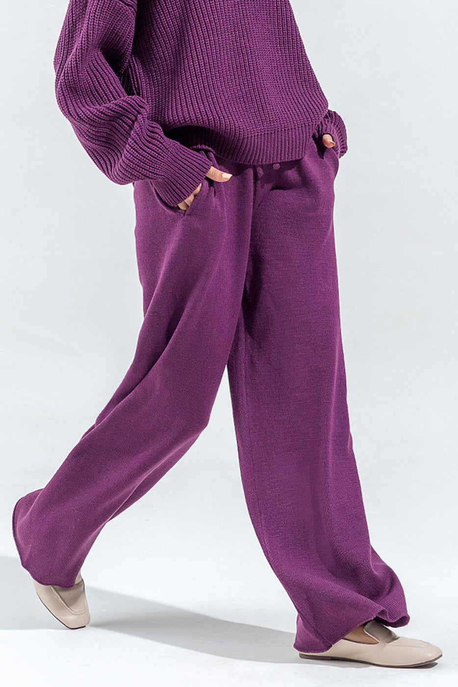 KNITTED WIDE LEG TROUSER