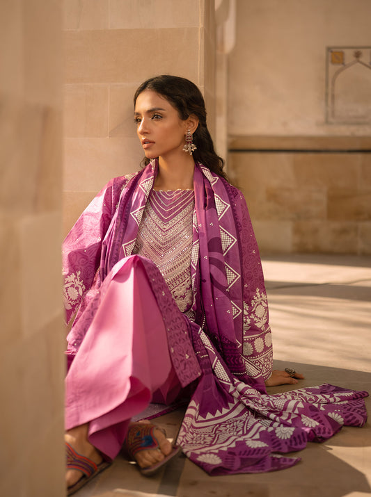 3 PIECE EMBROIDERED LAWN SUIT-CACTUS FLOWER BT-MORBAGH SU_24   