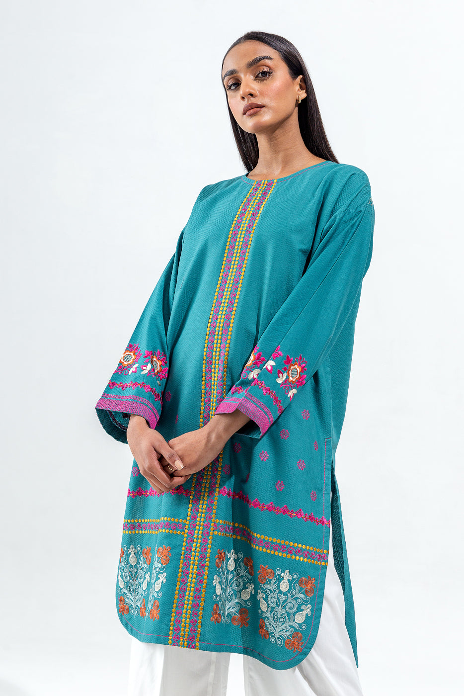 EMBROIDERED SELF JACQUARD SHIRT (PRET)