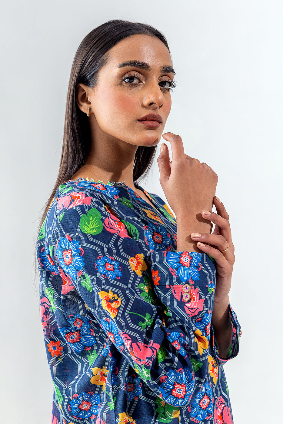 PRINTED SLUB KHADDAR SHIRT (PRET)