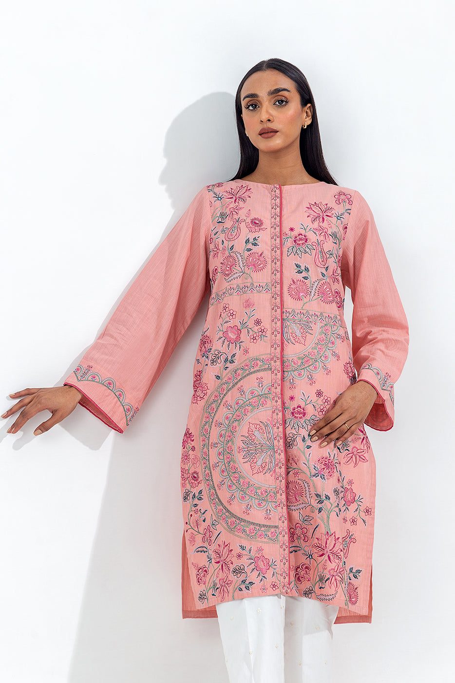 EMBROIDERED SLUB KHADDAR SHIRT (PRET)