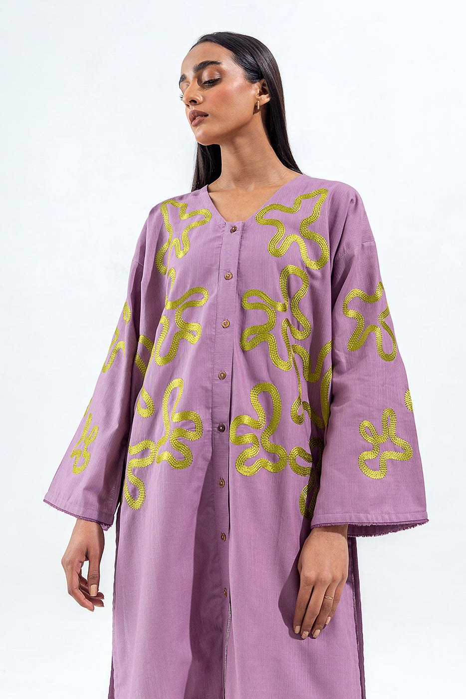 EMBROIDERED SLUB KHADDAR SHIRT (PRET)