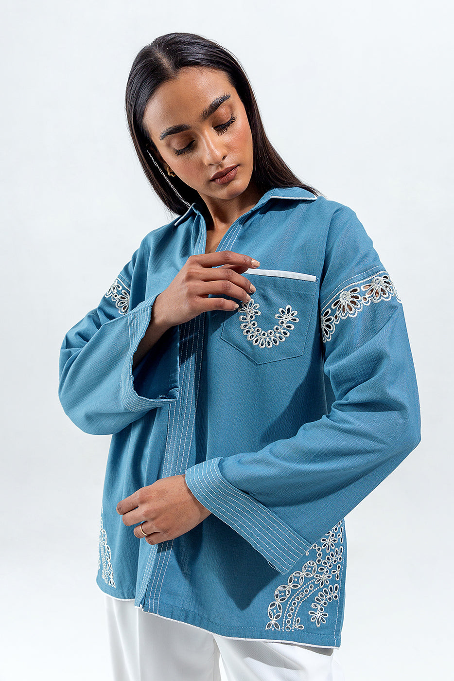 EMBROIDERED KHADDAR SHIRT (PRET)