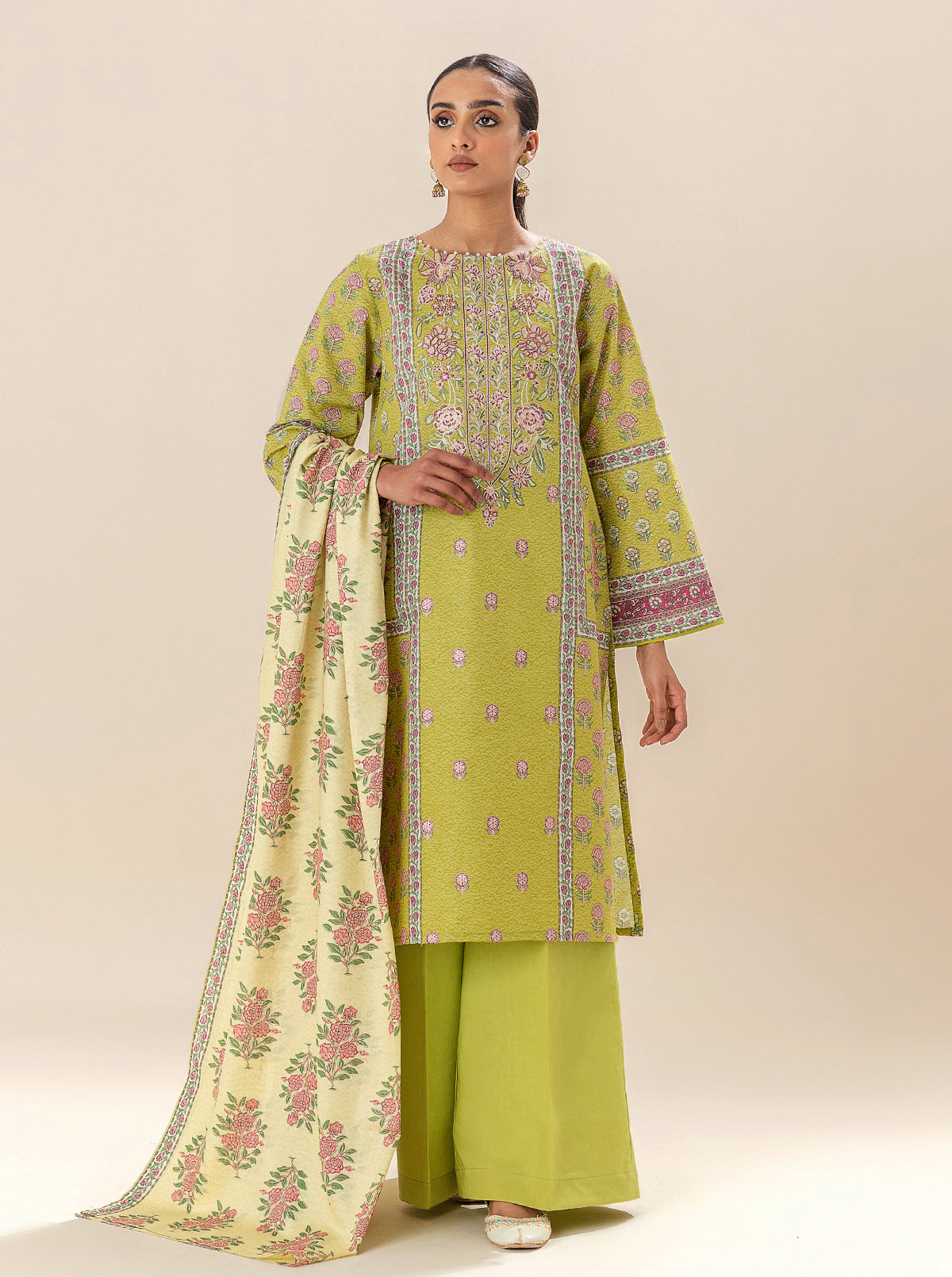 3 PIECE EMBROIDERED LAWN SUIT-APPLE CINNAMON BT-MORBAGH SU_24   