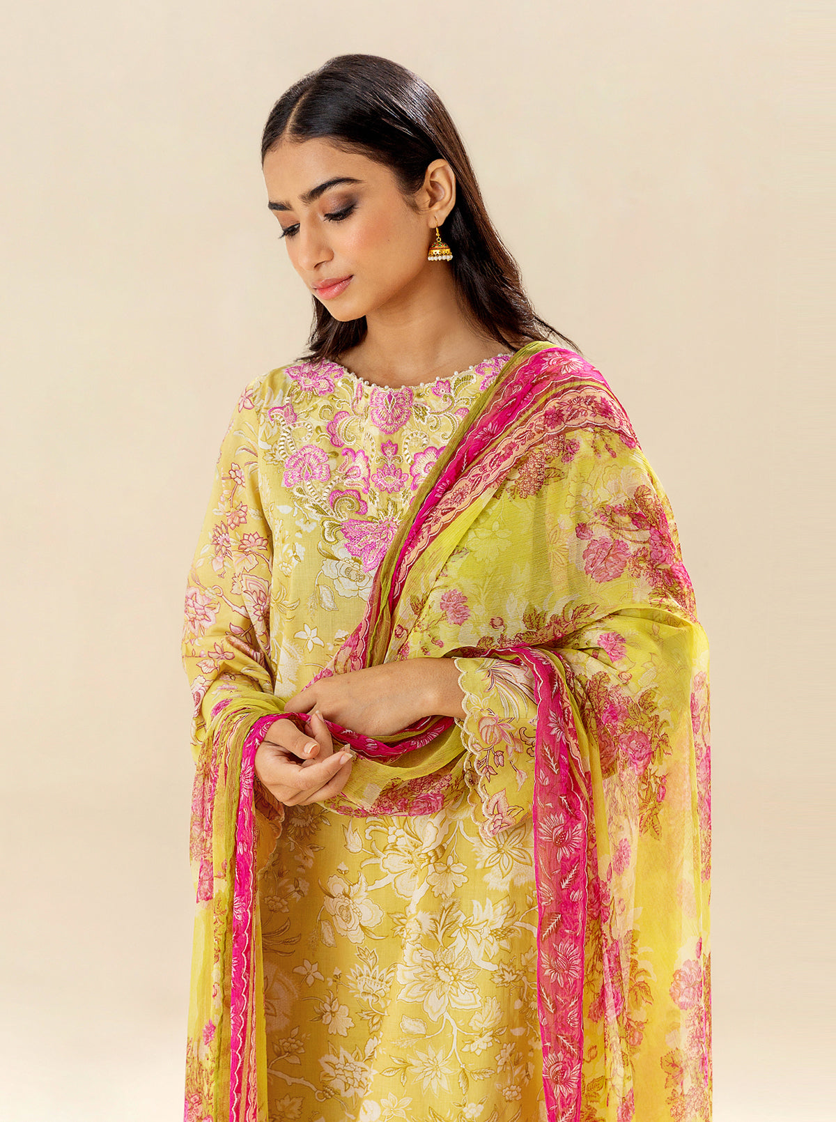 3 PIECE EMBROIDERED LAWN SUIT - LIME DECOR BT-MORBAGH SU_24   