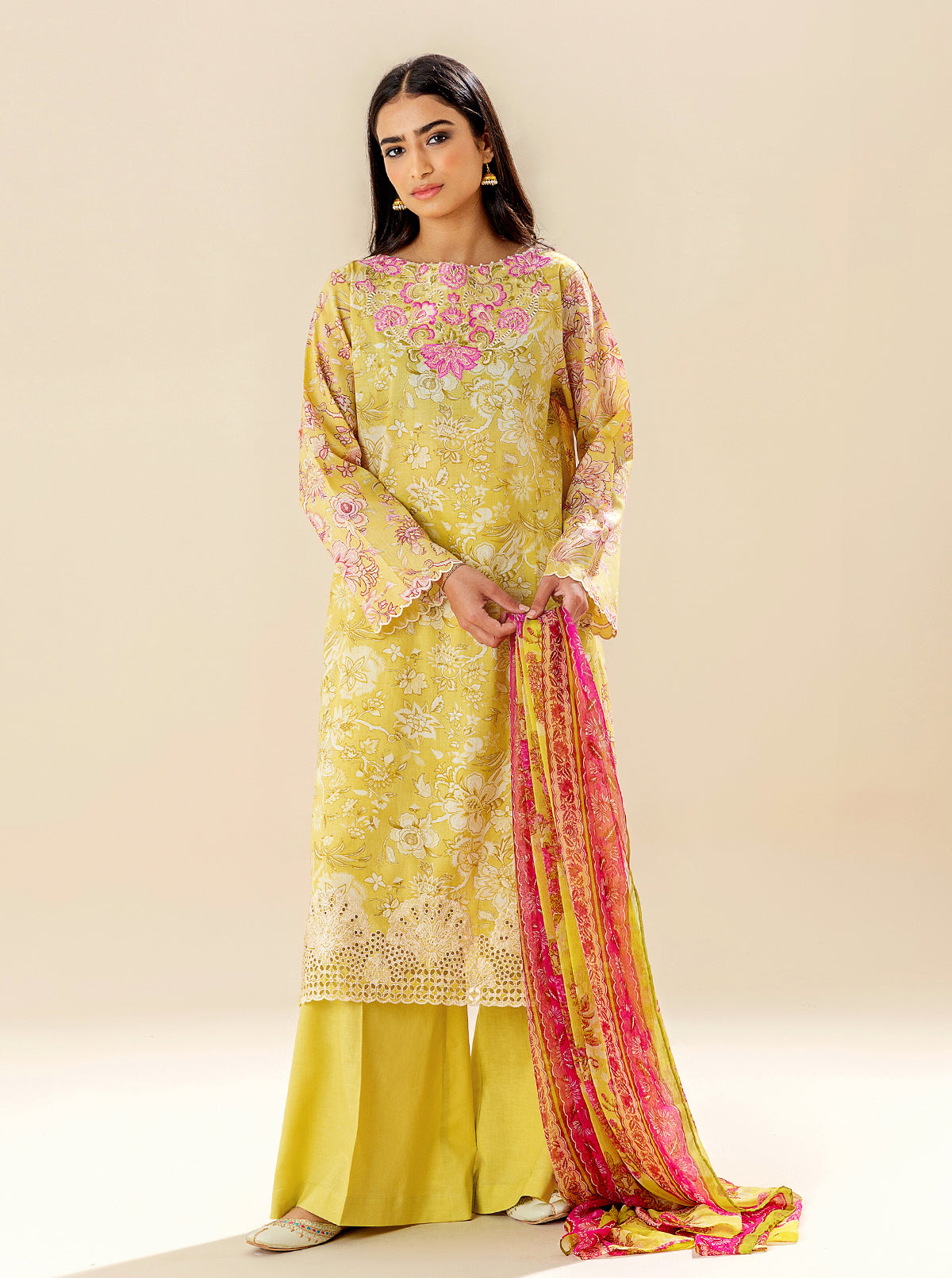 3 PIECE EMBROIDERED LAWN SUIT - LIME DECOR BT-MORBAGH SU_24   