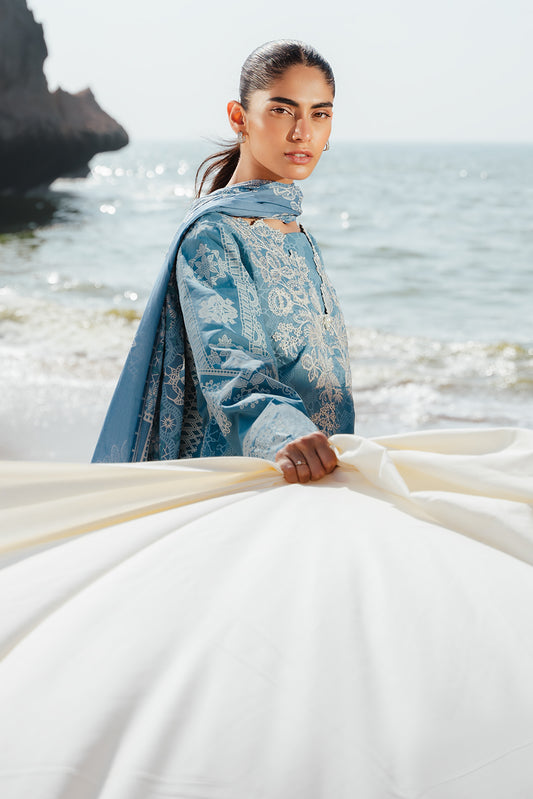 3 PIECE EMBROIDERED LAWN SUIT-BERYL GREY (UNSTITCHED)