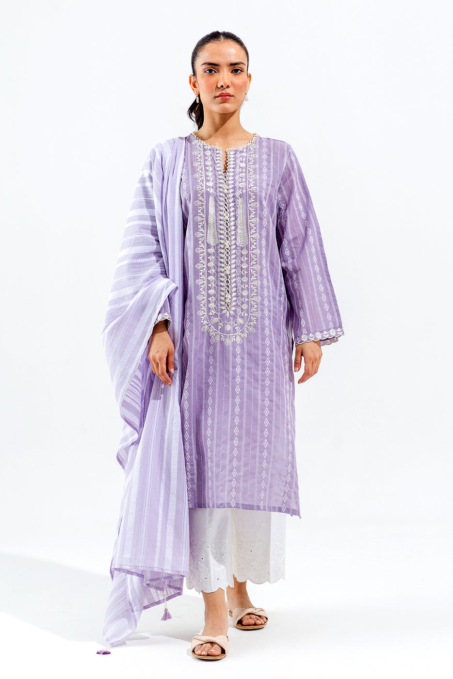 2 PIECE EMBROIDERED JACQUARD DOBBY SUIT (PRET)
