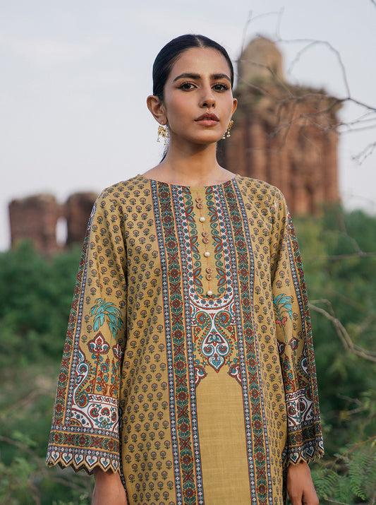 2 PIECE - PRINTED KHADDAR SUIT - GOLDEN SPRUCE MORBAGH WN_22   