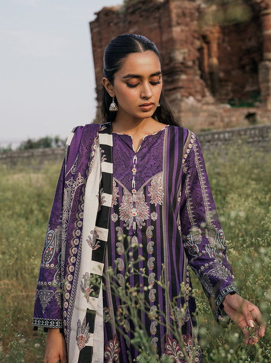 3 PIECE - PRINTED KHADDAR SUIT - VIVID PLUM MORBAGH WN_22   