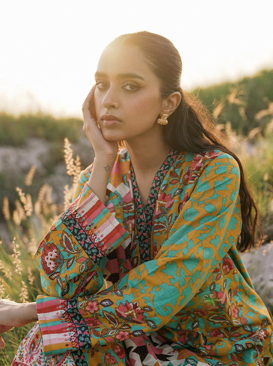 2 PIECE - PRINTED KHADDAR SUIT - YELLOW PEONIES MORBAGH WN_22   