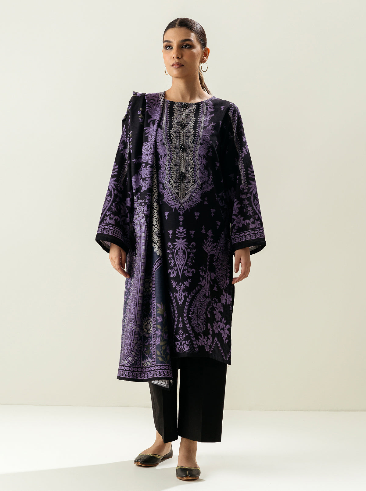 2 PIECE - PRINTED KHADDAR SUIT - OLDE WORLD MORBAGH WN_22   