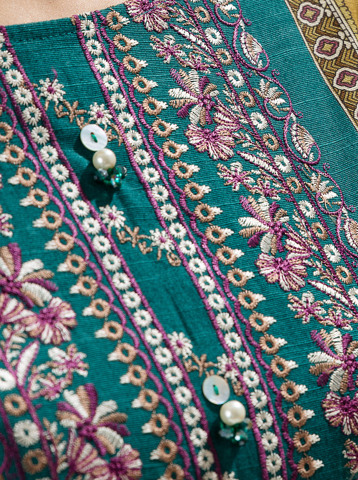 3 PIECE - EMBROIDERED  KHADDAR SUIT - TURQVOISE BRD MORBAGH WN_22   