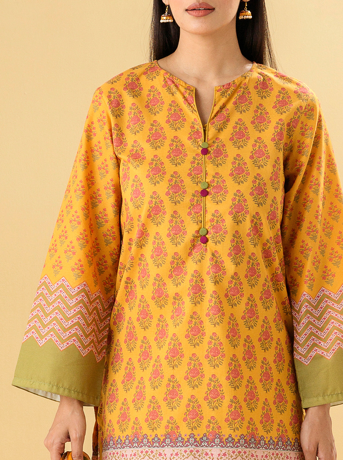 3 PIECE - PRINTED LAWN SUIT - DIVINE OCHRE MORBAGH SU_22   