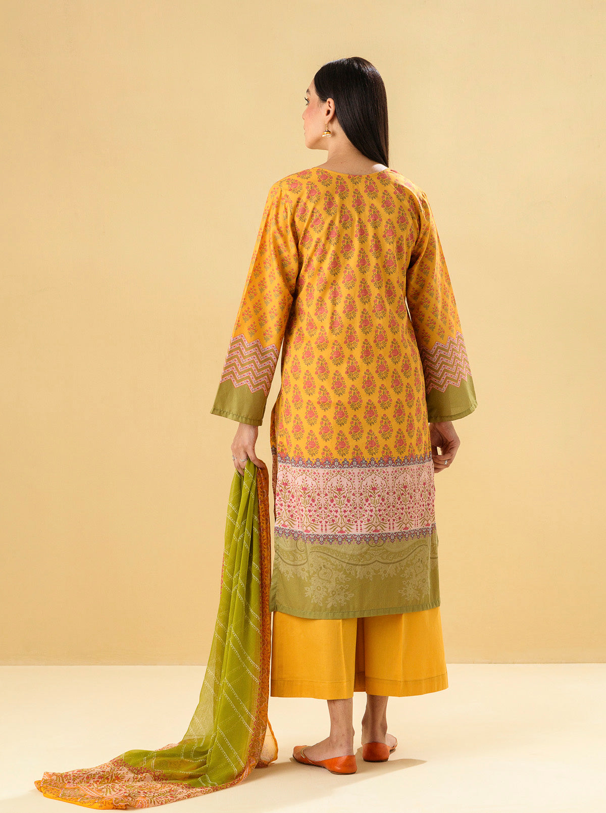 3 PIECE - PRINTED LAWN SUIT - DIVINE OCHRE MORBAGH SU_22   