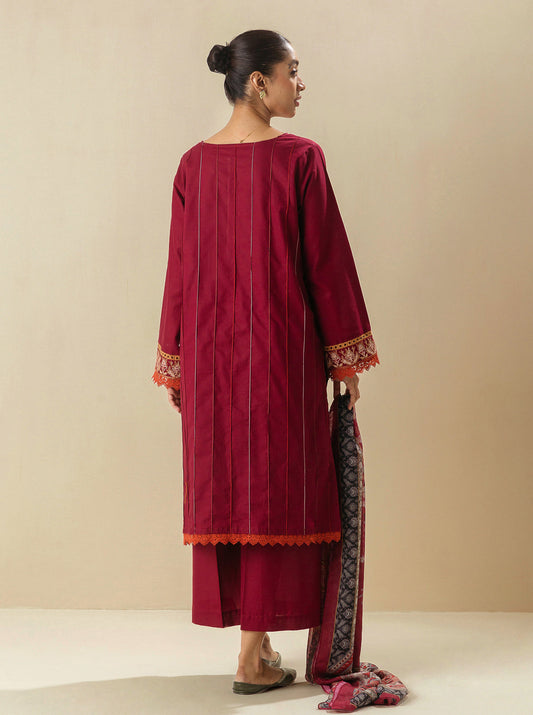 3 PIECE - EMBROIDERED LAWN SUIT - RED DAHLIA MORBAGH SU_23   