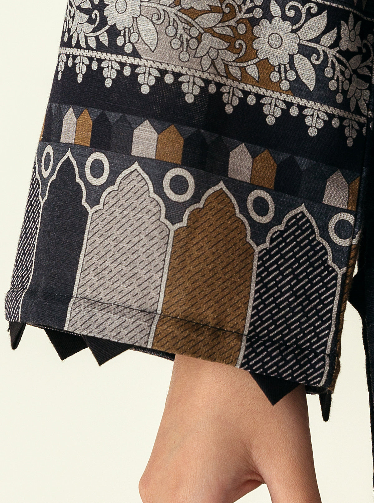 3 PIECE - PRINTED KHADDAR SUIT - KEYSTONE GRAY MORBAGH WN_22   