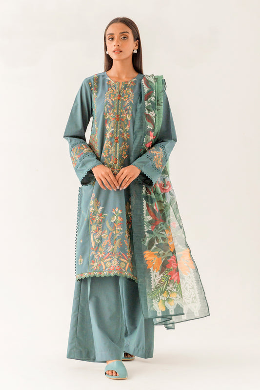 3 PIECE - EMBROIDERED TWO TONE SUIT - BERYL AMOUR (UNSTITCHED)