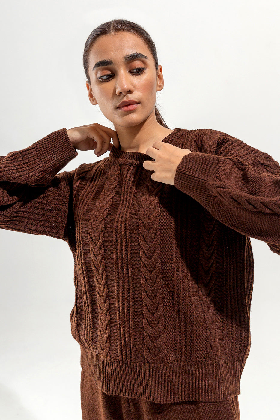 Knitted Crew Neck Jumper - BEECHTREE