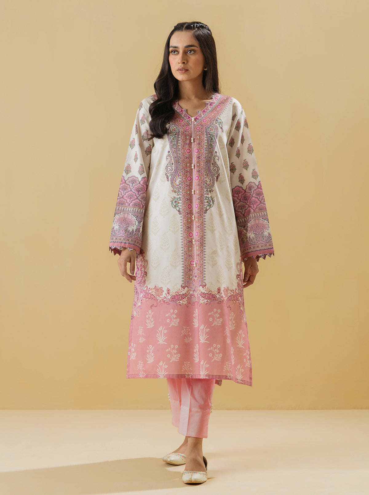 2 PIECE - PRINTED LAWN SUIT - IVORY PEARL MORBAGH SU_22   