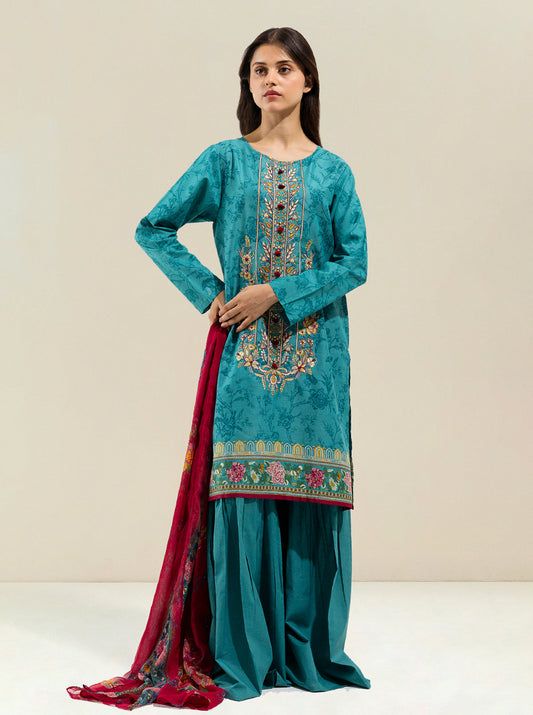 2 PIECE - EMBROIDERED LAWN SUIT - VIVID CERRULEAN MORBAGH SU_23   