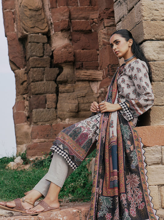3 PIECE - PRINTED KHADDAR SUIT - CARNATION MORBAGH WN_22   