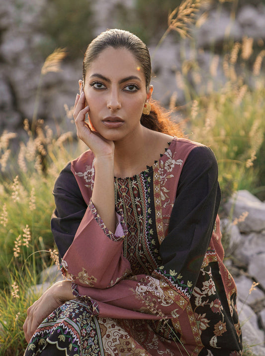 1 PIECE - PRINTED KHADDAR SHIRT - EBONY GARDEN MORBAGH WN_22   