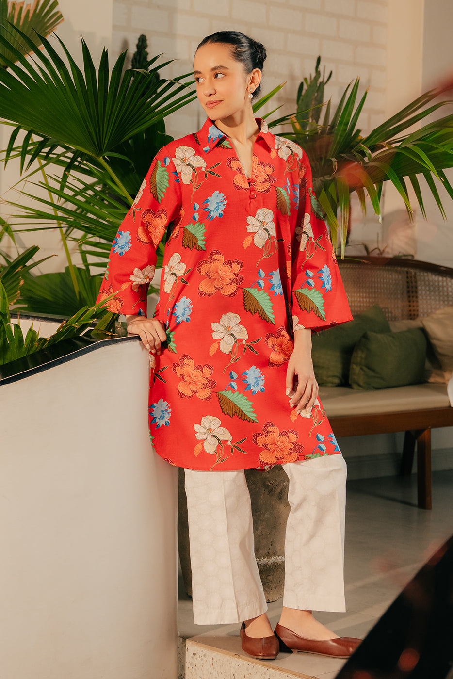 PRINTED SLUB KHADDAR SHIRT (PRET)