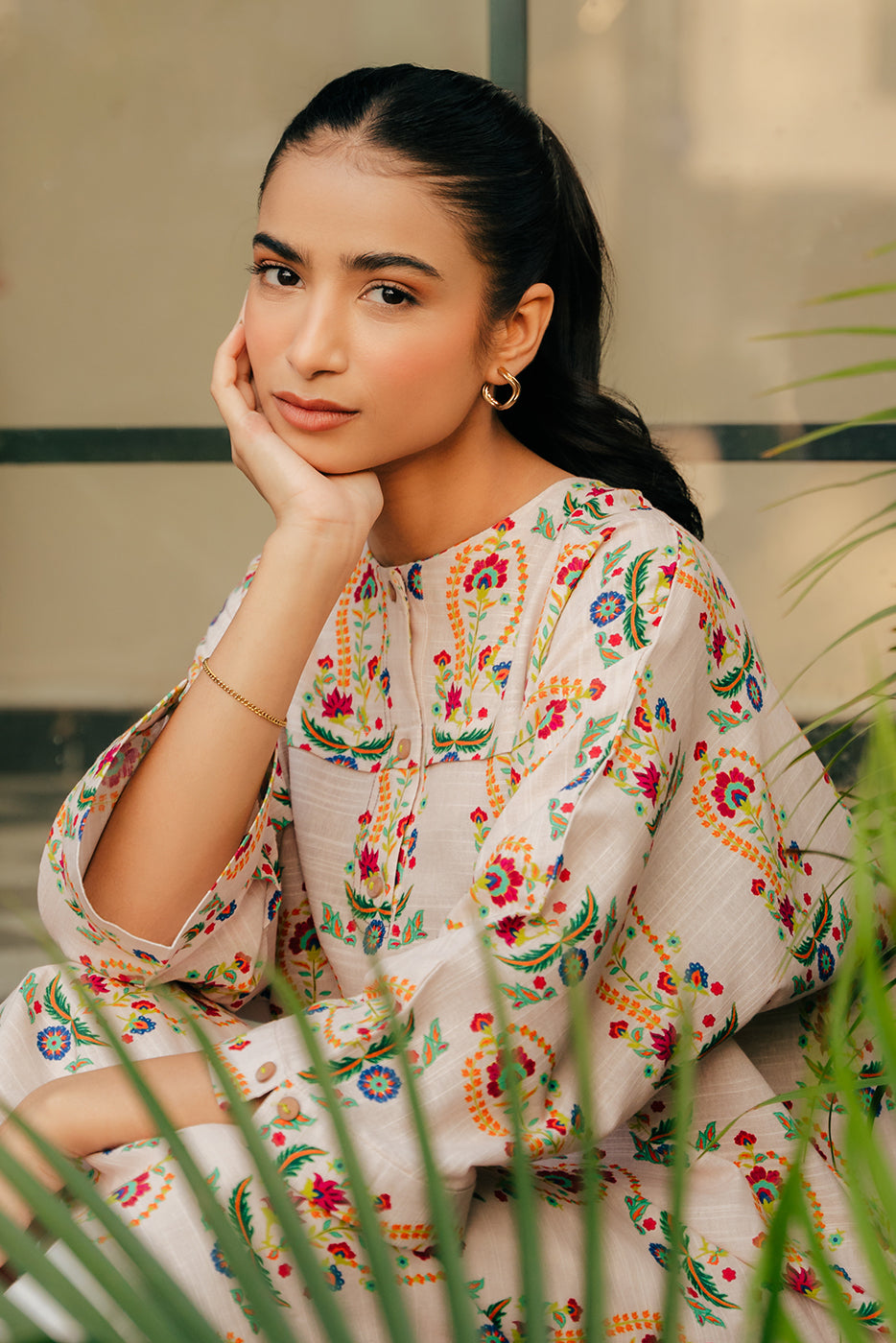 PRINTED SLUB KHADDAR SHIRT (PRET)