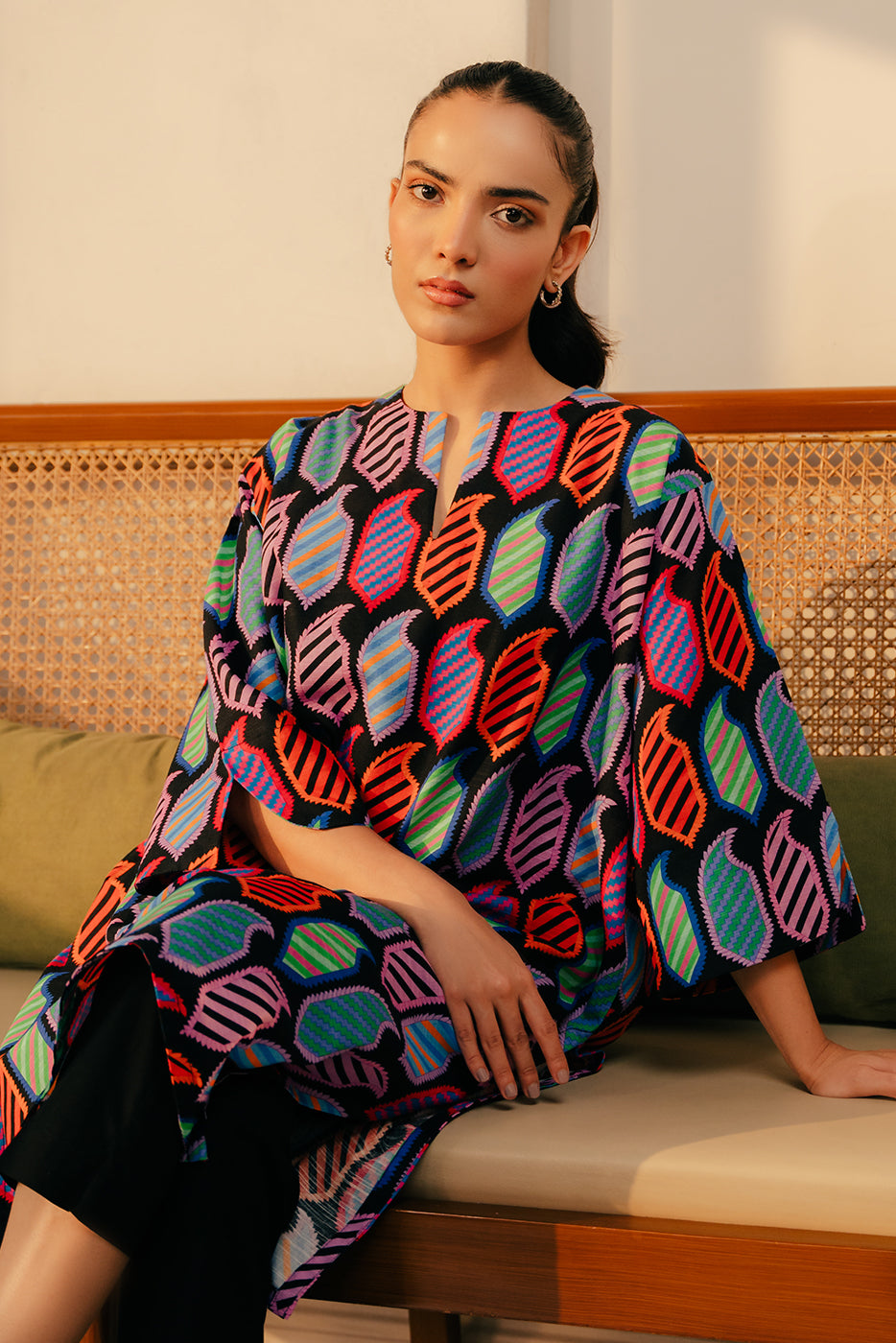 PRINTED SLUB KHADDAR SHIRT (PRET)