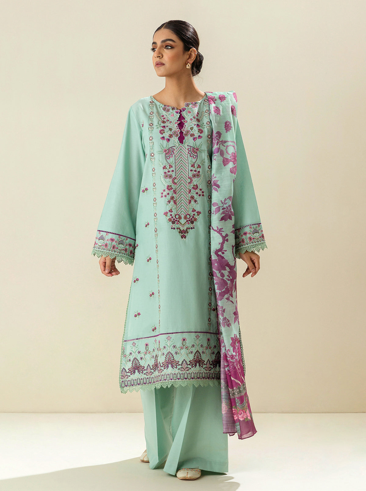 3 PIECE - EMBROIDERED LAWN SUIT - POLYNYA SEASON MORBAGH SU_23   