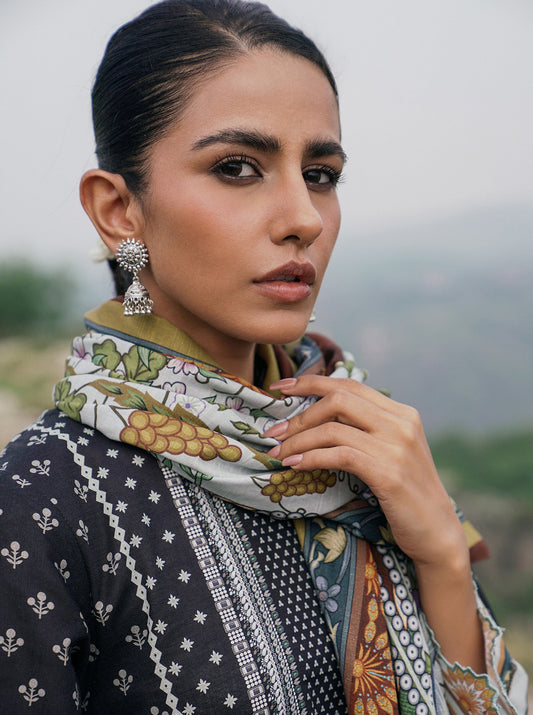 3 PIECE - PRINTED KHADDAR SUIT - DUSTY ROSE MORBAGH WN_22   