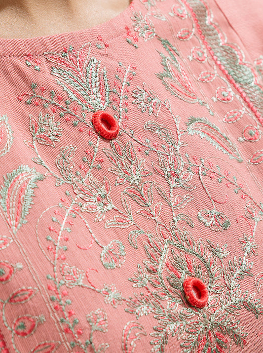 3 PIECE - EMBROIDERED  KHADDAR SUIT - PINK SHADOW MORBAGH WN_22   
