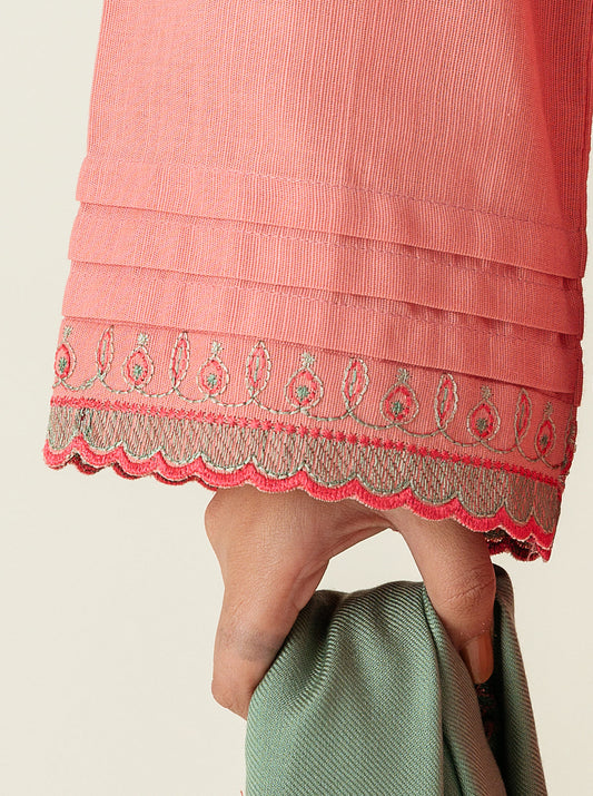 3 PIECE - EMBROIDERED  KHADDAR SUIT - PINK SHADOW MORBAGH WN_22   