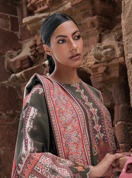 3 PIECE - PRINTED KHADDAR SUIT - MALACHITE MORBAGH WN_22   