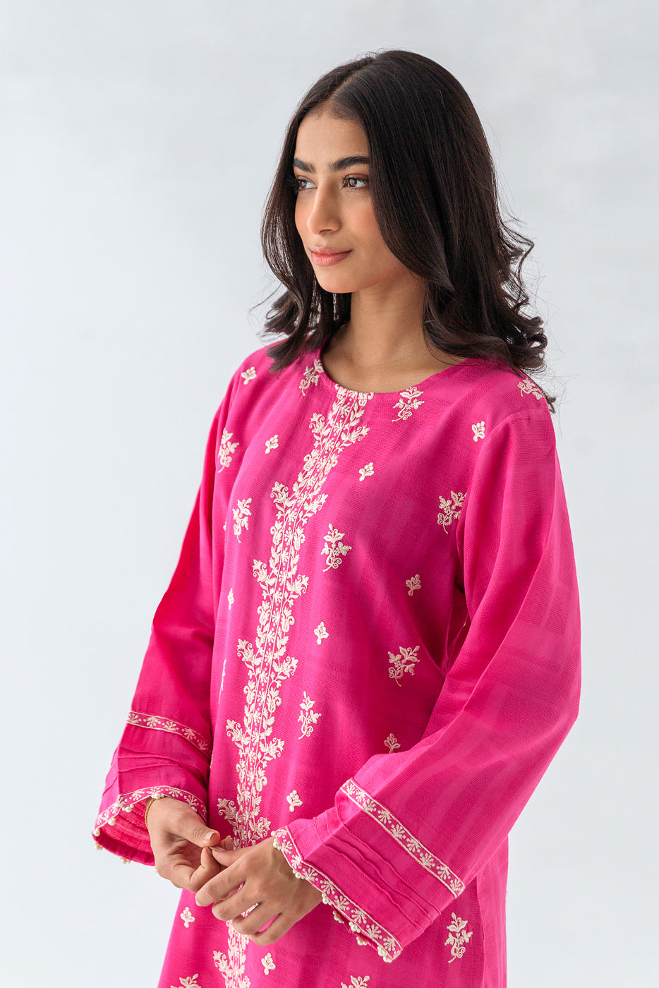 EMBROIDERED KHADDAR JACQUARD SHIRT (PRET)