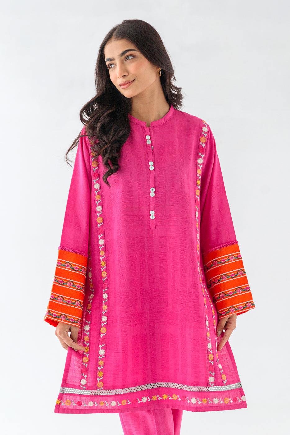 EMBROIDERED KHADDAR JACQUARD SHIRT (PRET)