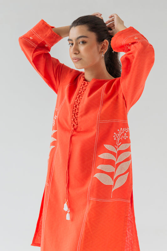 EMBROIDERED KHADDAR JACQUARD SHIRT (PRET)