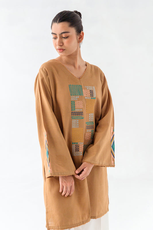 EMBROIDERED KHADDAR JACQUARD SHIRT (PRET)